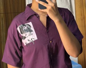 Stylish Purple Button-Up Shirt
