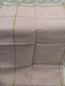 Elegant Pink Saree with Gold Stripes
