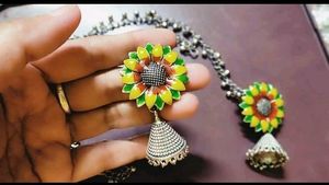 Pure German Silver Meenakari Jhumka With Ear Chain