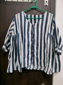 Party Wear Trendy Blue & White Lining Top