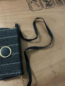 Stylish Black Woven Crossbody Bag