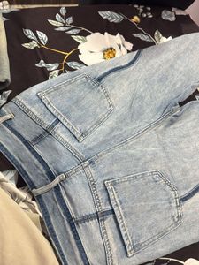 Washed Blue Wide Leg Jeans
