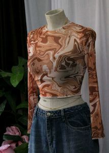 Price Fixed Swirl Print Long Sleeve Top