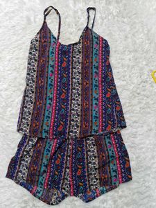Boho Print Romper with Shorts