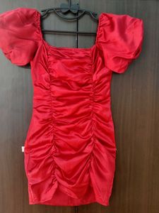 Red Ruched Bodycon Dress