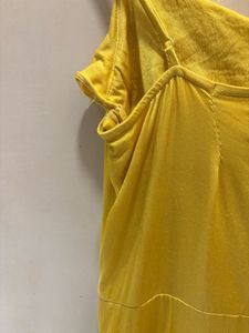 Elegant Yellow Ruffle Satin Gown