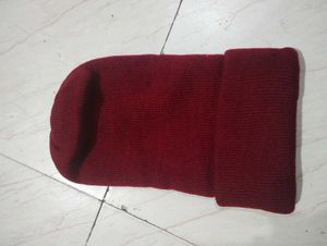 Maroon Knit Beanie cap for boys and girls