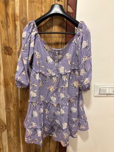 Lilac Floral Tiered Mini Dress