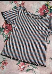 Striped Ruffle Tee 🌷