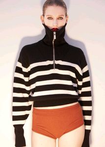 ZARA Striped Quarter-Zip Sweater