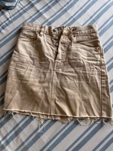 Tan Button-Up Denim miniskirt