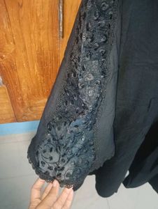 Elegant Black Lace Sleeve Dress XXL