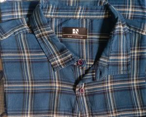 Men's Blue Plaid Slim Fit Shirt