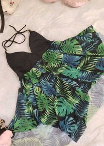 Leaf Print Swim Dress