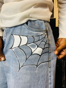 Custom Spiderweb &amp; Flame Jeans