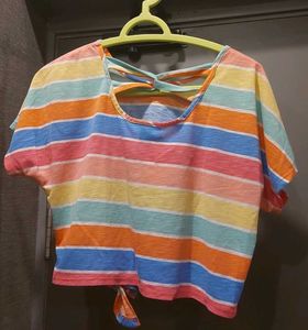 Colorful Striped Butterfly Graphic Tee