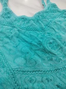 Embroidered Teal Camisole Top
