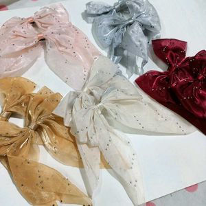 Silver Hair Bows (Set of 2)