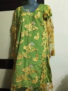 Green & Gold Embroidered Dress