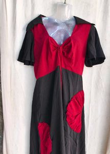 Elegant Black &amp; Red Maxi Dress