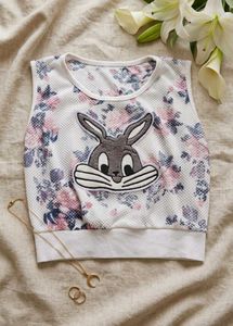 Cute Bunny Floral Tank  crop top