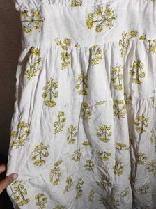 White Floral Puff Sleeve Midi Dress