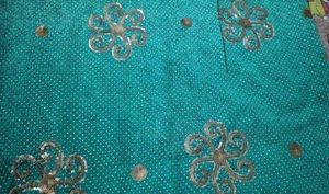 Beautiful Teal Saree with Sequins