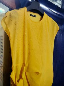 Sparkly Yellow Asymmetrical Top