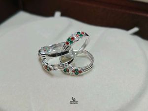 Pure Silver Toe Rings with Gems
