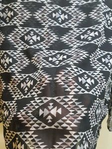 SALE🚨Sheer Geometric Print Bell Sleeve Top