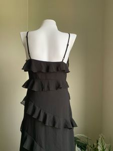 Flowy Black Ruffle Maxi Dress