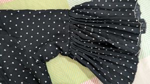 Black Top with White Heart Print