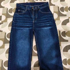 Wide Leg Blue Denim Jeans for Unisex