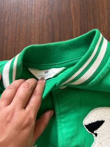 H&amp;M Unisex Green Varsity Bomber Jacket