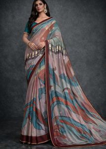 🇳🇿💫🎀Elegant Abstract Print Silk Saree