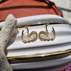 Pearls In Heart Frame Korean Aesthetic Earrings