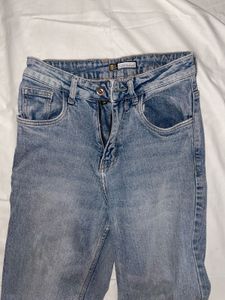 Stone Blue Korean Strechable Wide Legs Jeans