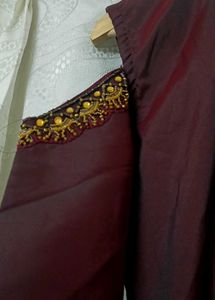 Elegant Maroon Cold Shoulder Gown