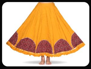 Vibrant Yellow Ethnic patchwork Skirt Navratri