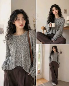 Cozy Grey Marled Knit Sweater