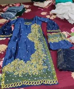 Embellished Blue Kurta Set