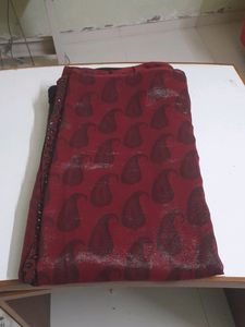 Polka Dots Saree.Party Wear.Stiched Blouse.Superb Maroon Colour.No Flaws