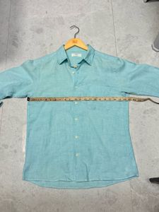 Uniqlo 100% Linen Ocean Blue Shirt