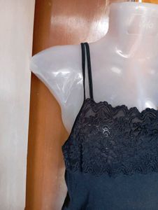 Black Lace Trim Cami Top