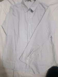 women's Classic White and blue Textured Shirt