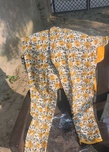 Beautiful frock suite set yellow colour