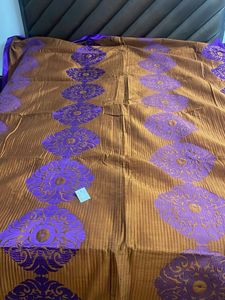 Luxury Goldenish Brown1 & Purple Damask Duvet Cov