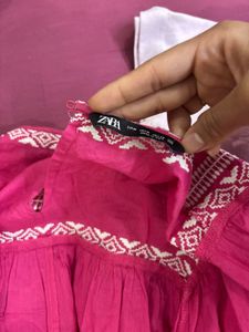 Boho Pink Embroidered Blouse