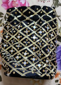Embellished Black &amp; Gold Clutch