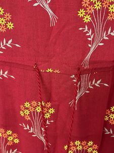 New Red Printed fully flare pure cotton for s&amp;M